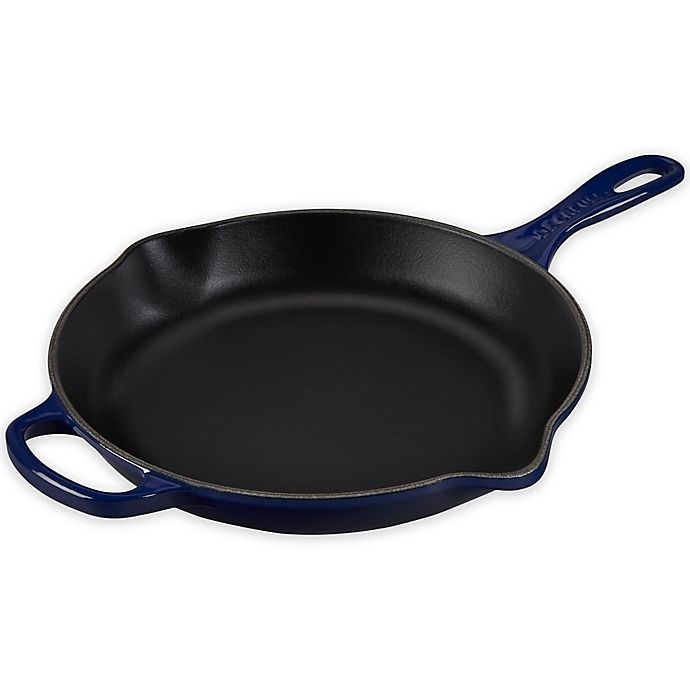 slide 1 of 1, Le Creuset Signature Cast-Iron Skillet, Indigo, 10.25 in