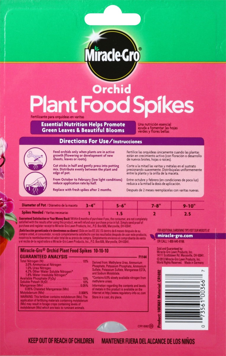 slide 2 of 10, Miracle-Gro Orchid Plant Food Spikes, 0.32 oz