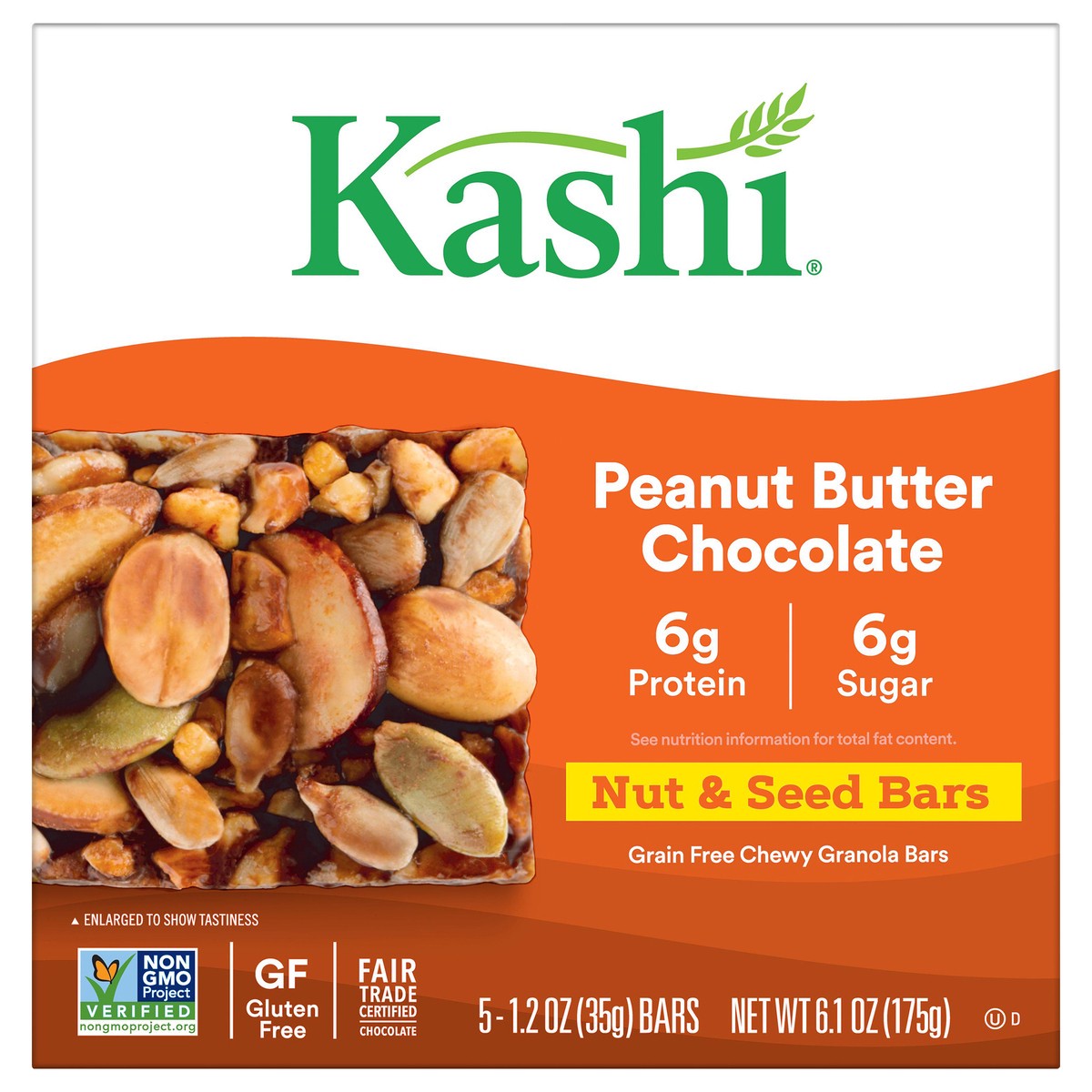 slide 1 of 5, Kashi Chewy Granola Bars, Peanut Butter Chocolate, 6.1 oz, 5 Count, 6.1 oz