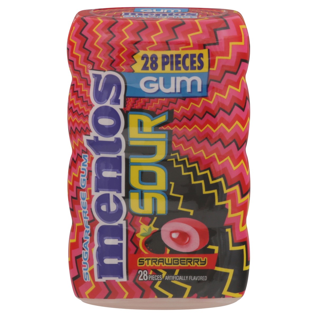 slide 5 of 13, Mentos Sour Sugarfree Strawberry Gum 6 - 28 piece Bottles, 28 ct