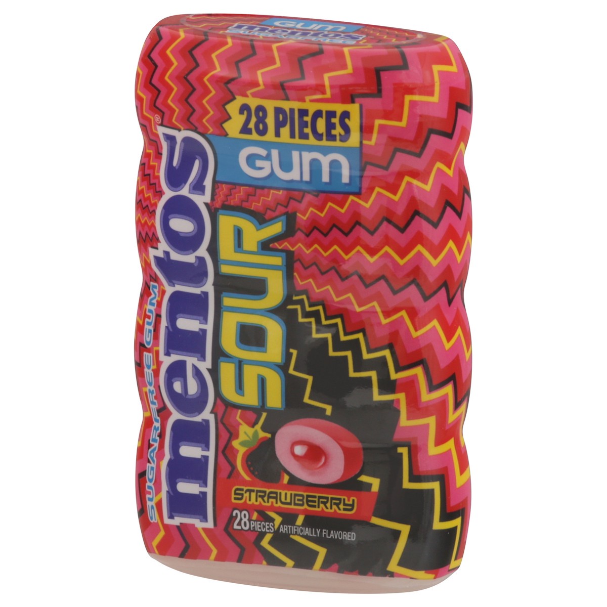 slide 6 of 13, Mentos Sour Sugarfree Strawberry Gum 6 - 28 piece Bottles, 28 ct