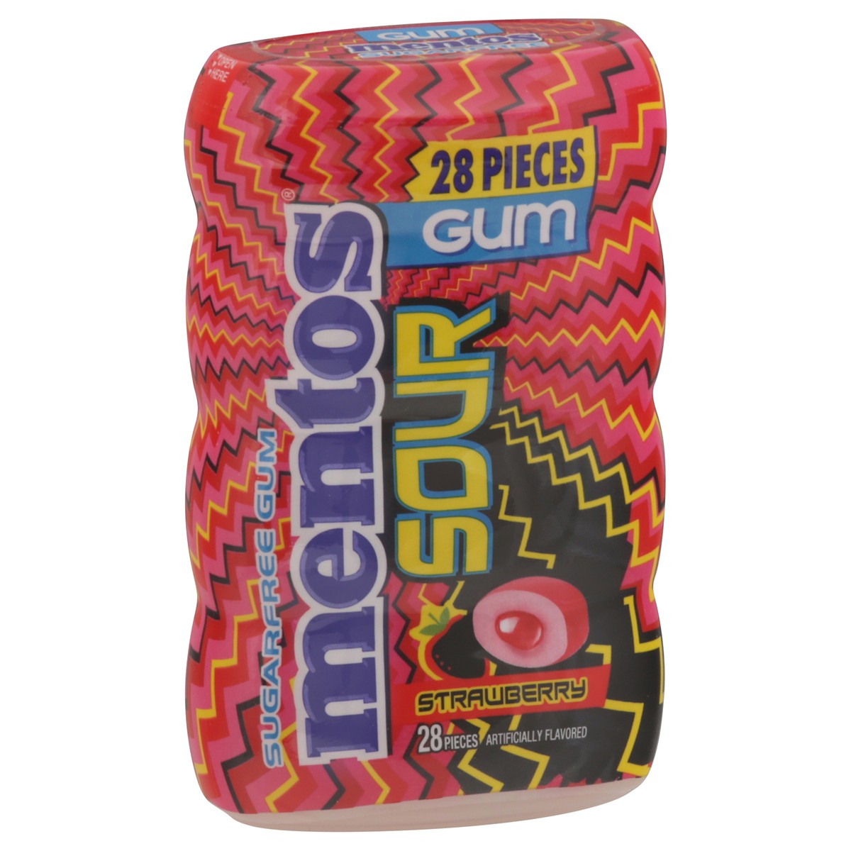 slide 11 of 13, Mentos Sour Sugarfree Strawberry Gum 6 - 28 piece Bottles, 28 ct