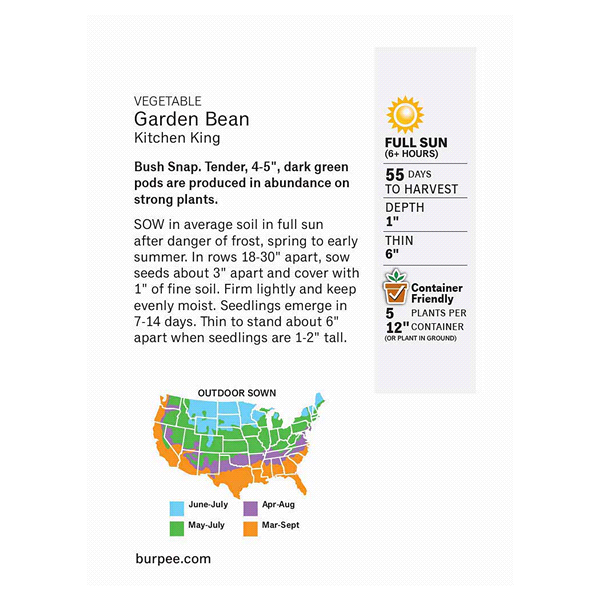 slide 2 of 5, Burpee Garden Bean Kitchen King Seeds, 1 ct