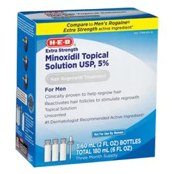 H-E-B 5% Minoxidil Hair Regrowth Treatment for Men - 3 Month Supply