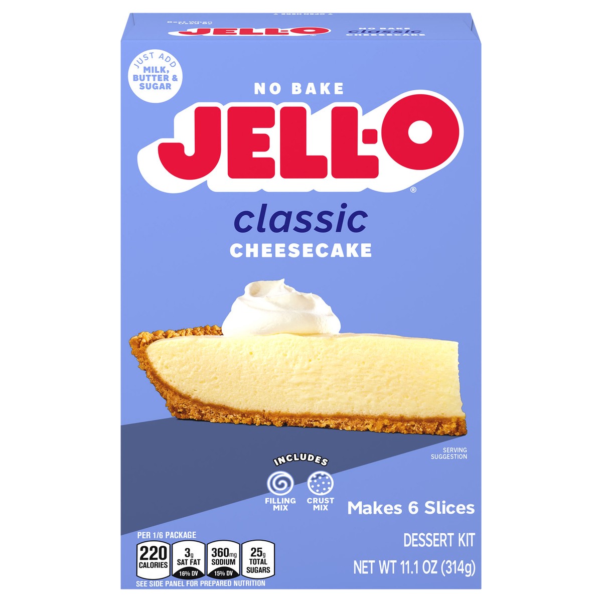 slide 1 of 13, Jell-O No Bake Classic Cheesecake Dessert Kit with Filling Mix and Crust Mix, 11.1 oz Box, 11.1 oz