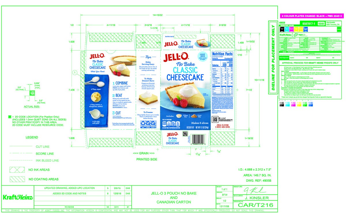 slide 3 of 13, Jell-O No Bake Classic Cheesecake Dessert Kit with Filling Mix and Crust Mix, 11.1 oz Box, 11.1 oz