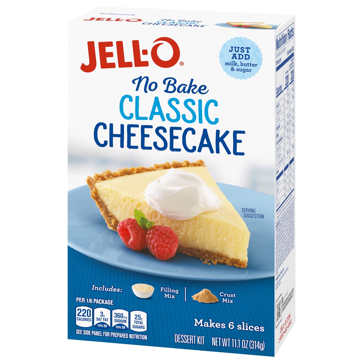 slide 13 of 13, Jell-O No Bake Classic Cheesecake Dessert Kit with Filling Mix and Crust Mix, 11.1 oz Box, 11.1 oz