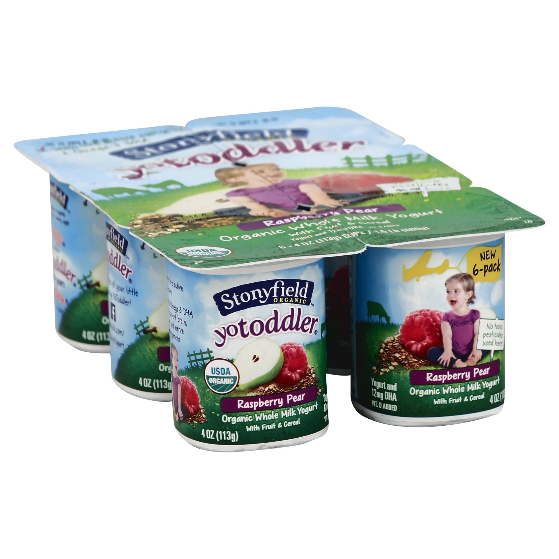 slide 1 of 1, Stonyfield Organic YoToddler Raspberry Pear Yogurt, 6 ct; 4 oz