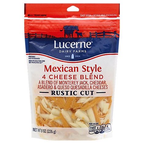 slide 1 of 1, Lucerne Dairy Farms Lucerne Cheese Mexican Blend Thick Cut Shredded, 8 oz