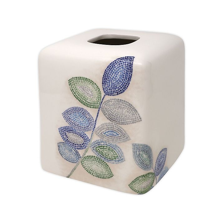 slide 1 of 1, Croscill Mosaic Leaves Boutique Tissue Box Cover - Spa, 1 ct