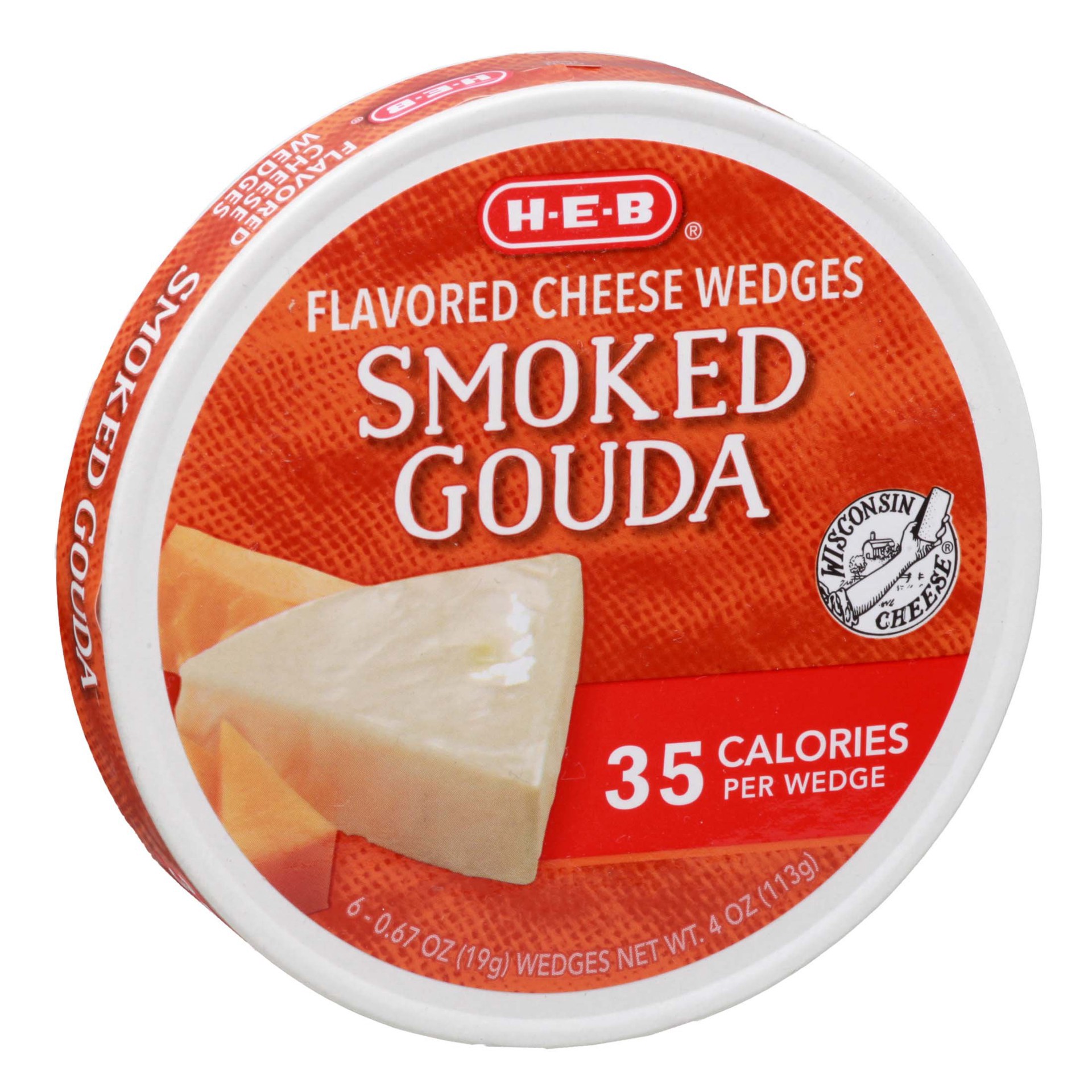 slide 1 of 1, H-E-B Light Smoked Gouda Spreadable Cheese Wedges, 6 ct