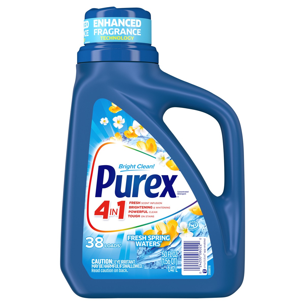 slide 1 of 6, Purex Liquid Laundry Detergent with Crystals Fragrance, Fresh Spring Waters, 50 Fluid Ounces, 38 Loads, 50 fl oz