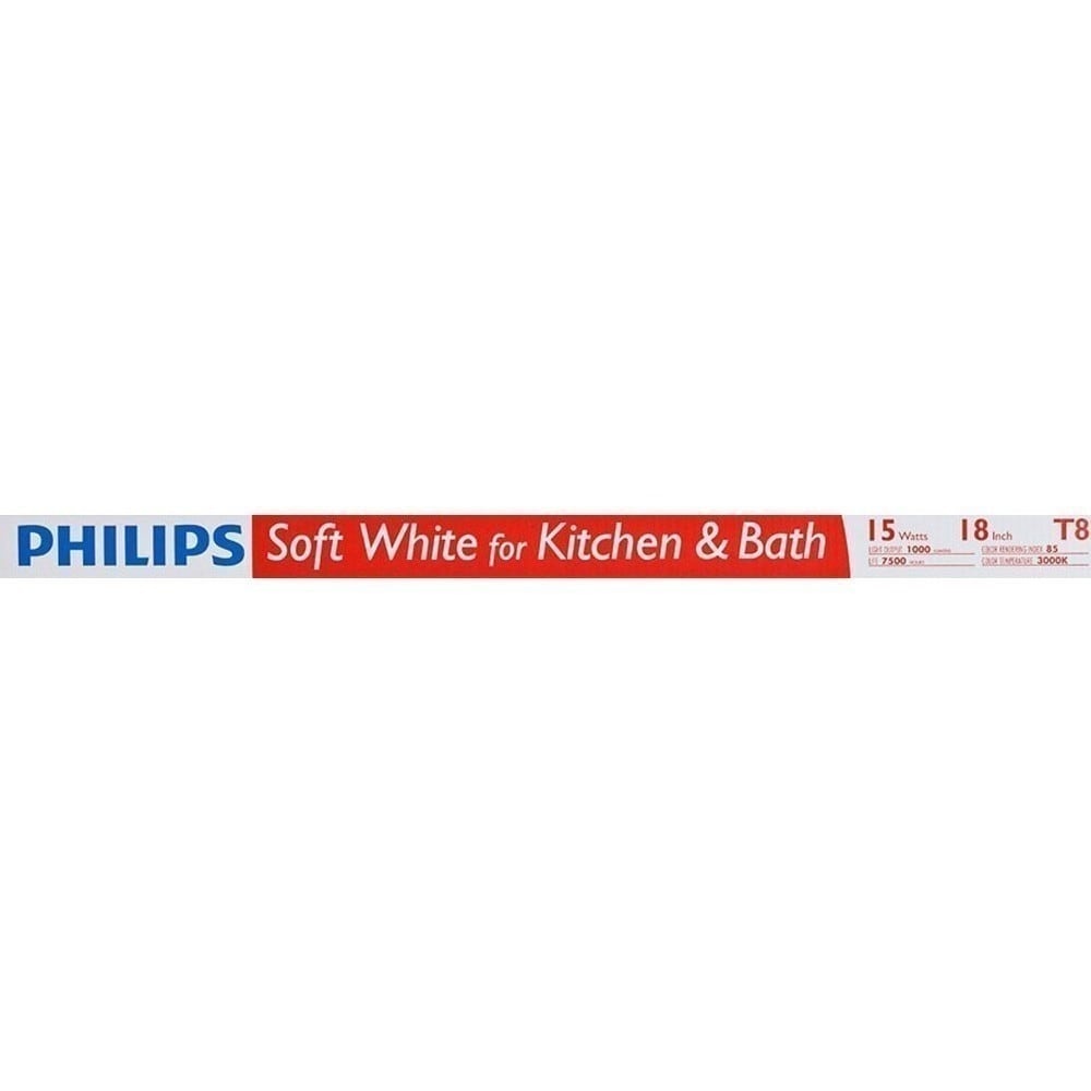 slide 1 of 1, Philips 15-Watt T8 Tube Fluorescent Light Bulb, 18 in