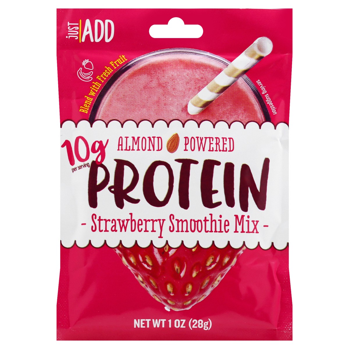 slide 9 of 13, Just ADD Protein Strawberry Smoothie Mix - 1 oz, 1 ct