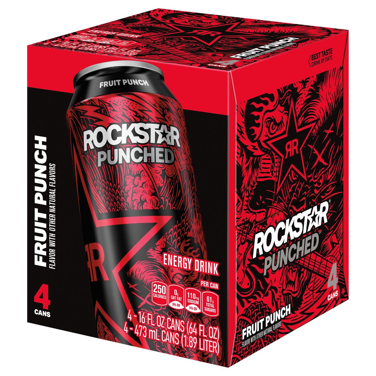 slide 3 of 6, Rockstar Punched, 4 ct; 16 fl oz