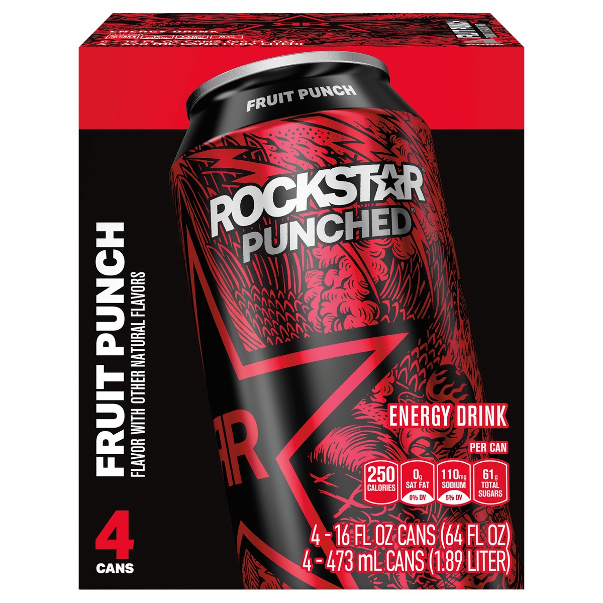 slide 1 of 6, Rockstar Punched, 4 ct; 16 fl oz