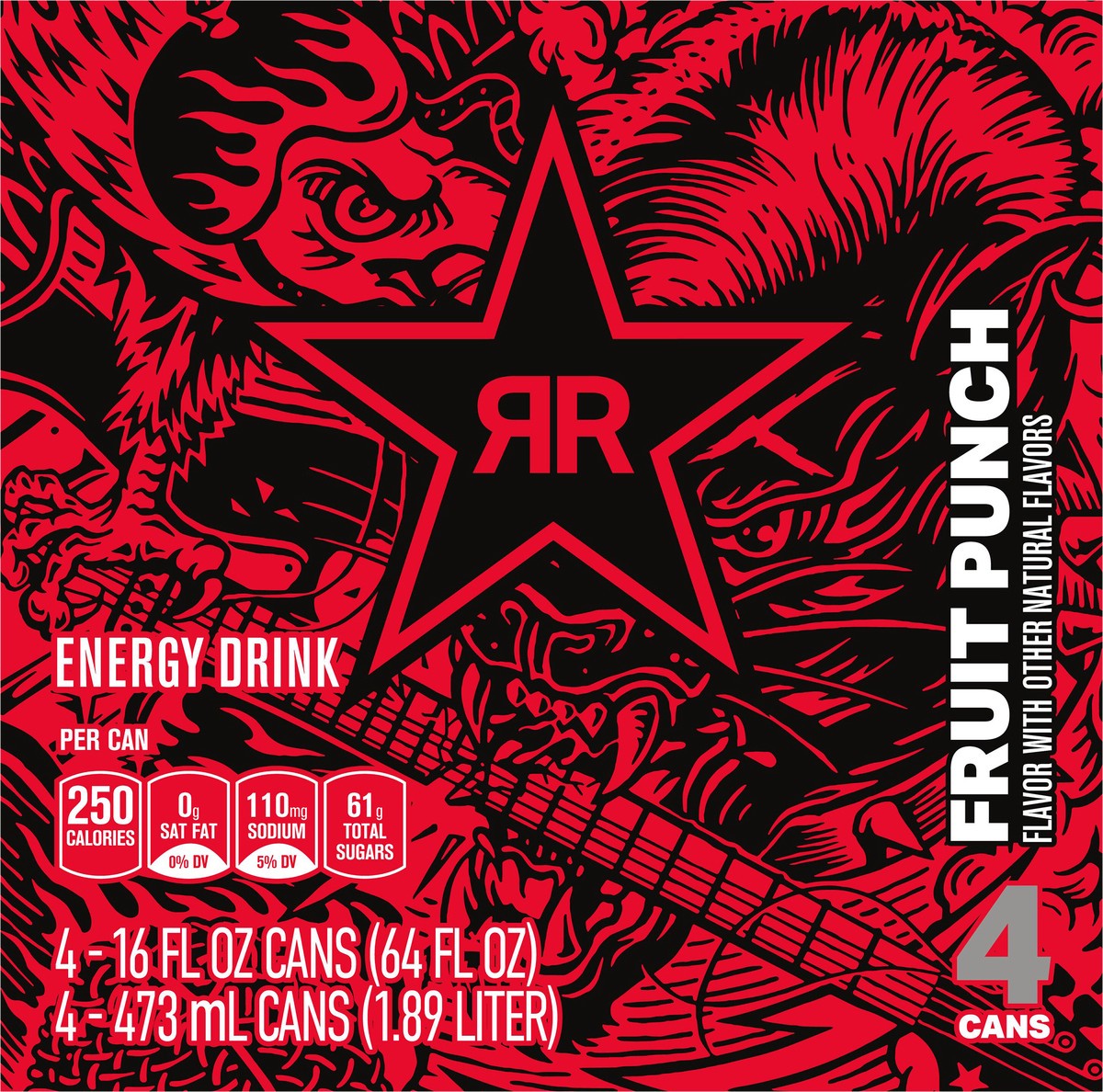 slide 6 of 6, Rockstar Punched, 4 ct; 16 fl oz