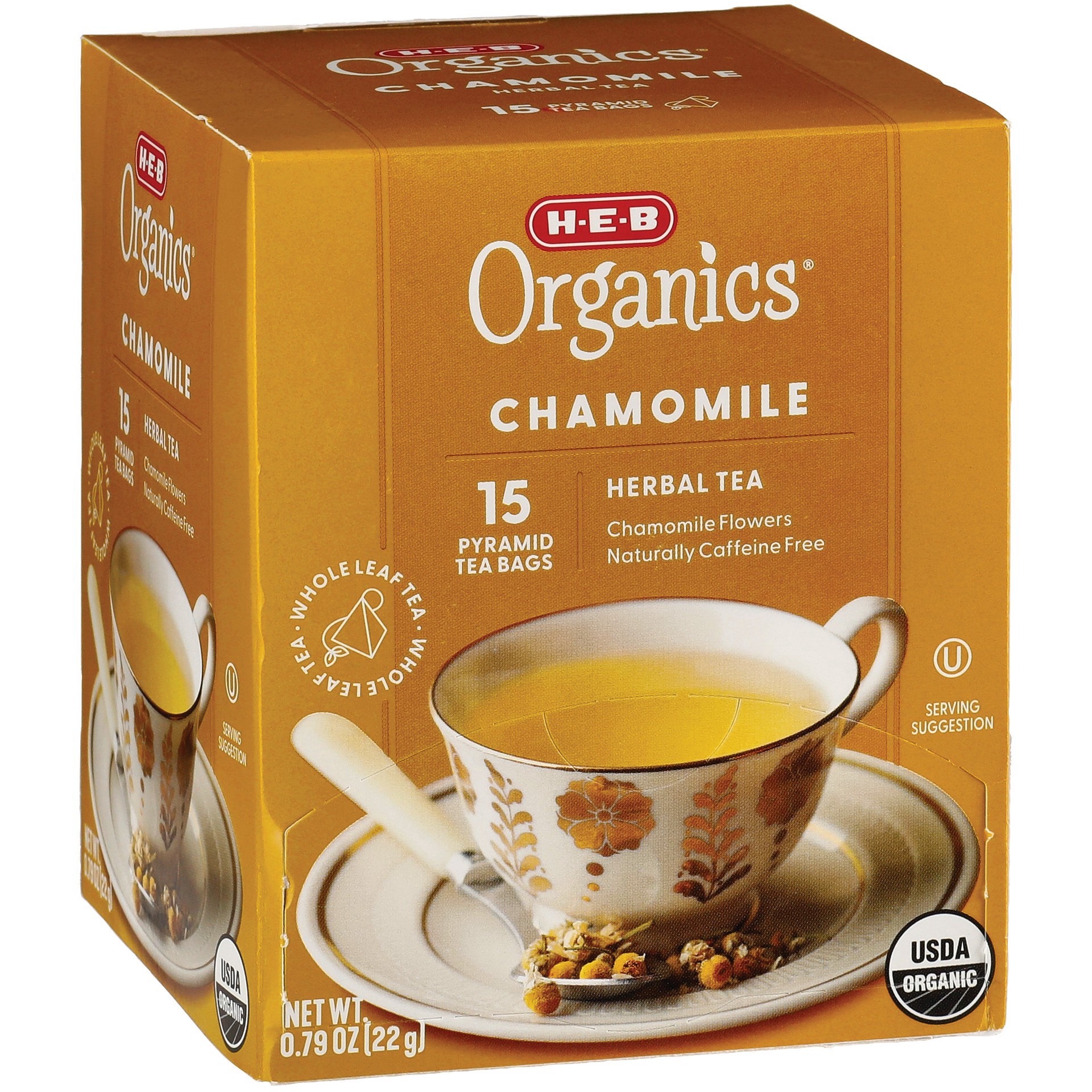 slide 1 of 1, H-E-B Organics Chamomile Pyramid Herbal Tea Bags - 15 ct, 15 ct