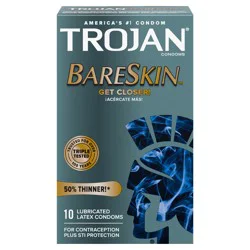 Trojan Sensitivity Bare Skin Condoms, Premium Latex, Premium Lubricant