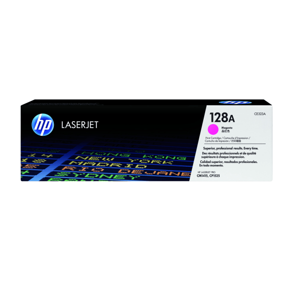 slide 1 of 2, HP 128A, Magenta Original Toner Cartridge (Ce323A), 1 ct