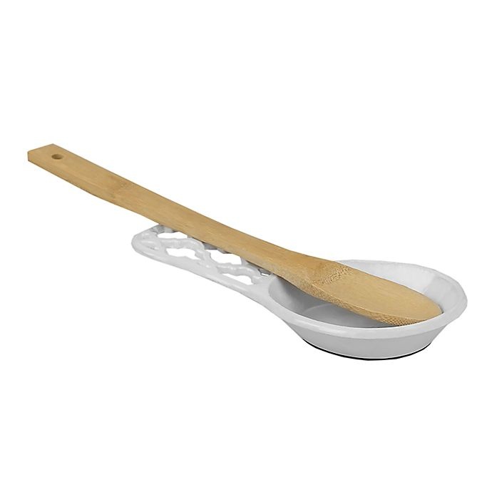 slide 2 of 4, Home Basics Cast Iron Spoon Rest - White, 1 ct