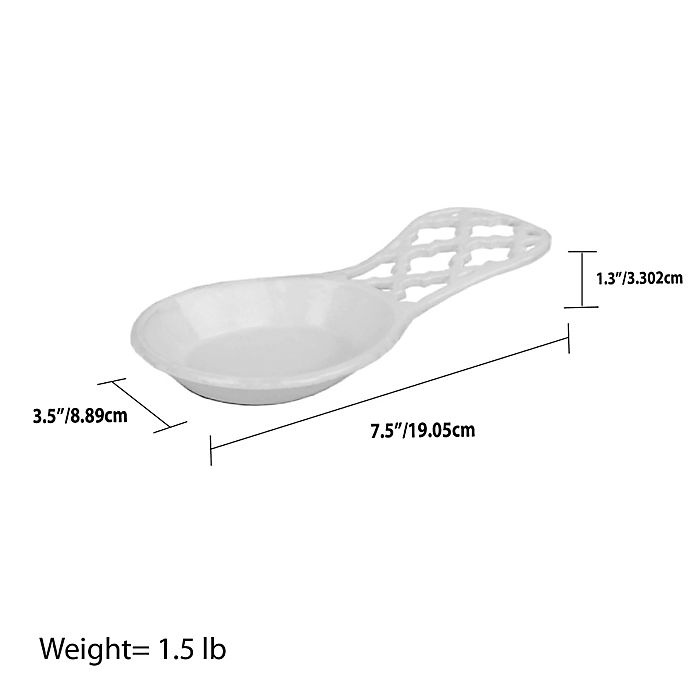 slide 4 of 4, Home Basics Cast Iron Spoon Rest - White, 1 ct