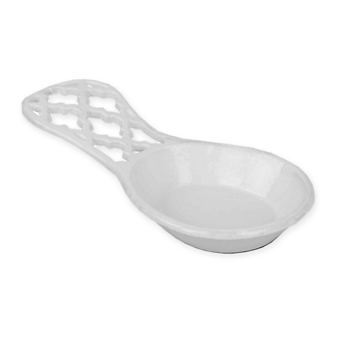 slide 1 of 4, Home Basics Cast Iron Spoon Rest - White, 1 ct