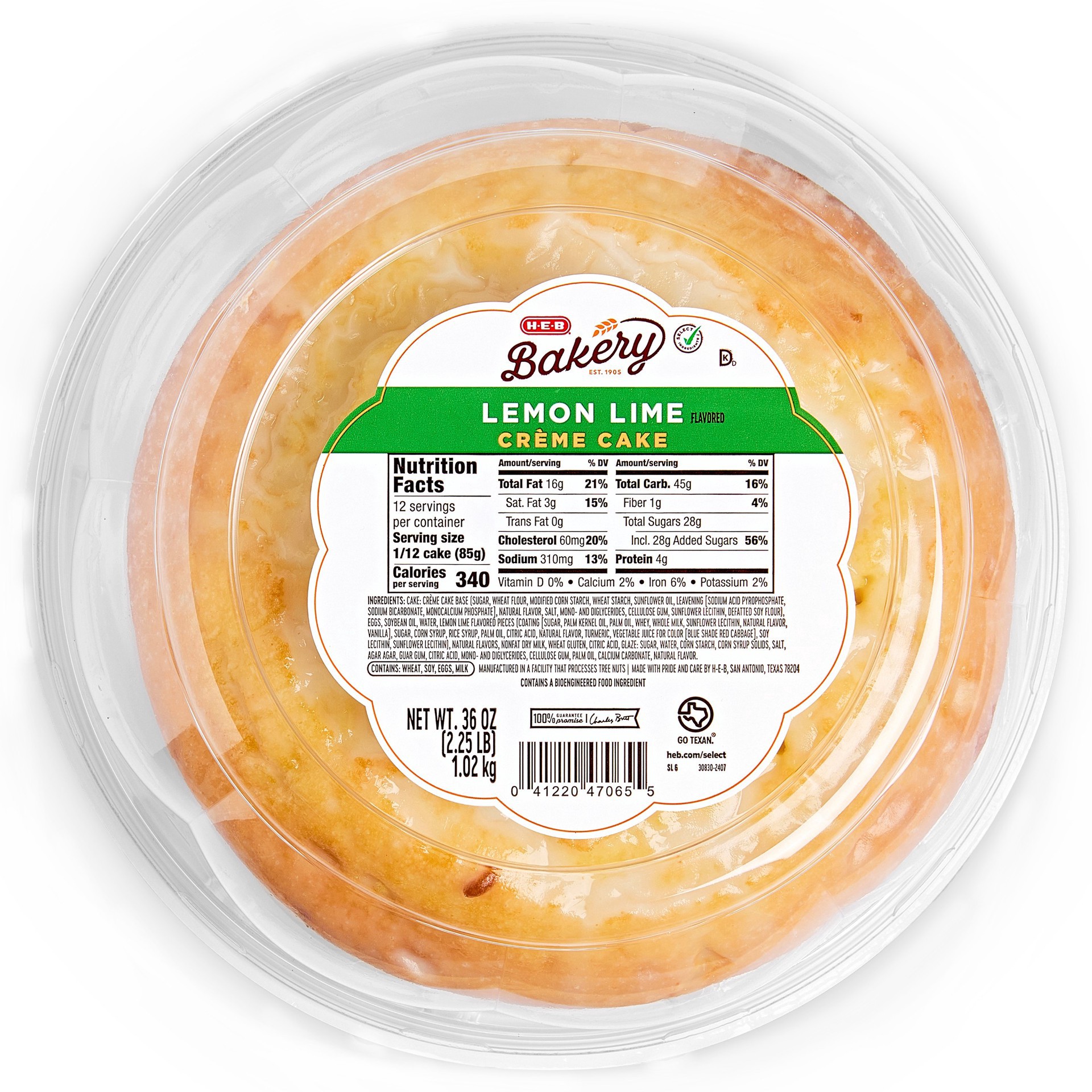 slide 1 of 1, H-E-B Bakery Lemon Lime Crème Cake, 36 oz