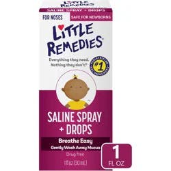 Little Remedies Saline Spray and Drops, Safe for Newborns, 1 fl oz
