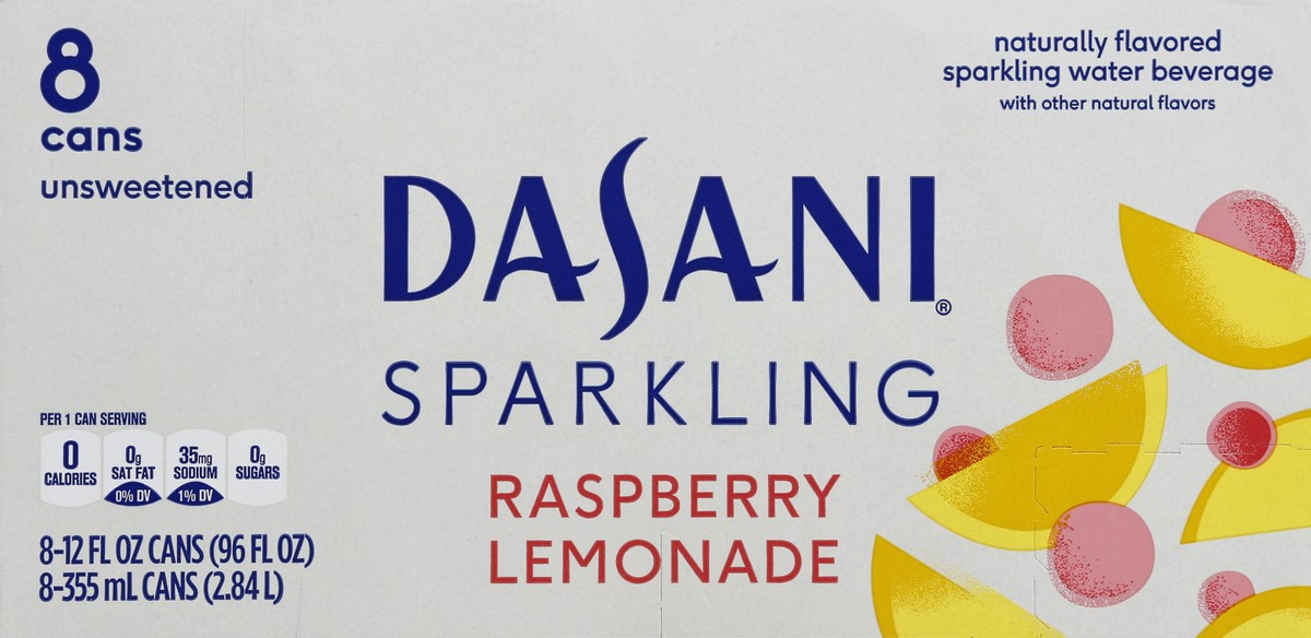slide 5 of 6, DASANI Sparkling Water Raspberry Lemonade Zero Calories, 12 fl oz, 8 Pack, 8 ct; 12 fl oz