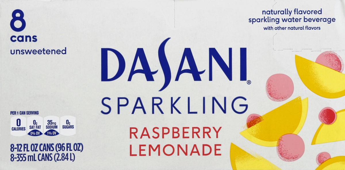 slide 2 of 6, DASANI Sparkling Water Raspberry Lemonade Zero Calories, 12 fl oz, 8 Pack, 8 ct; 12 fl oz