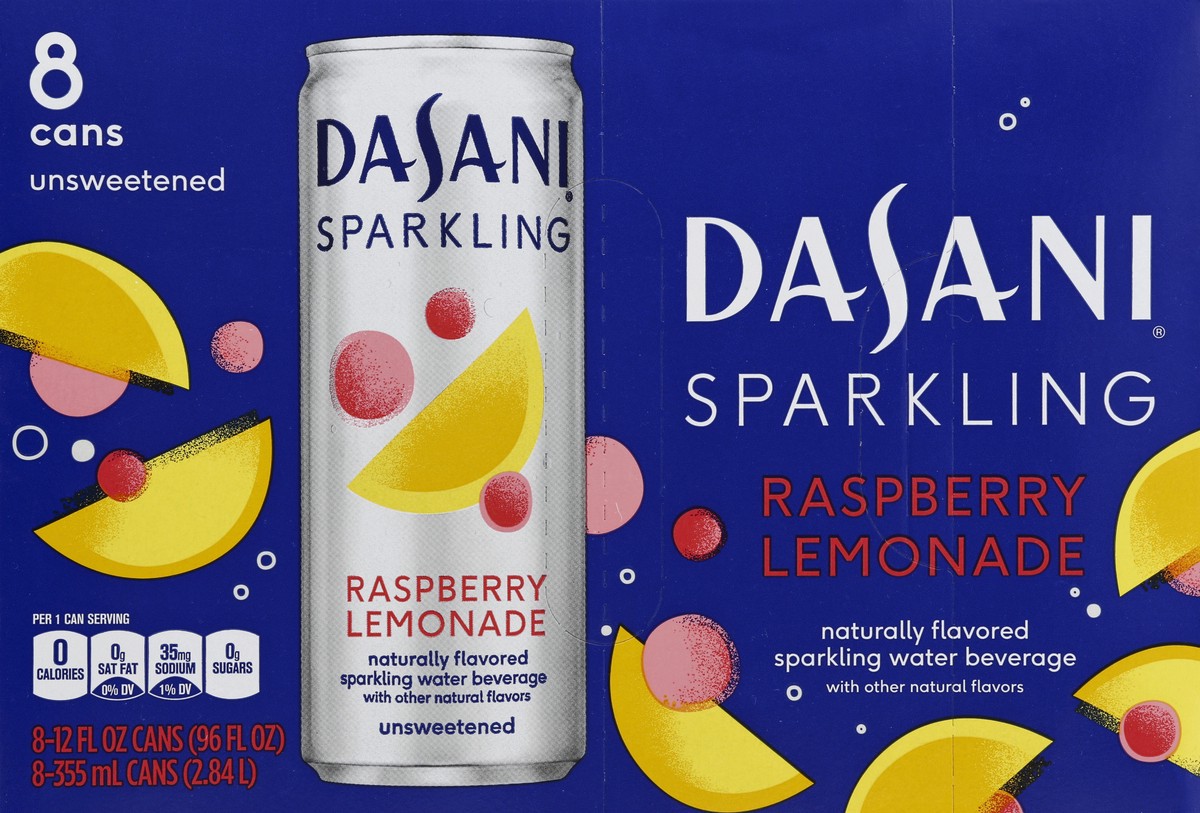 slide 3 of 6, DASANI Sparkling Water Raspberry Lemonade Zero Calories, 12 fl oz, 8 Pack, 8 ct; 12 fl oz