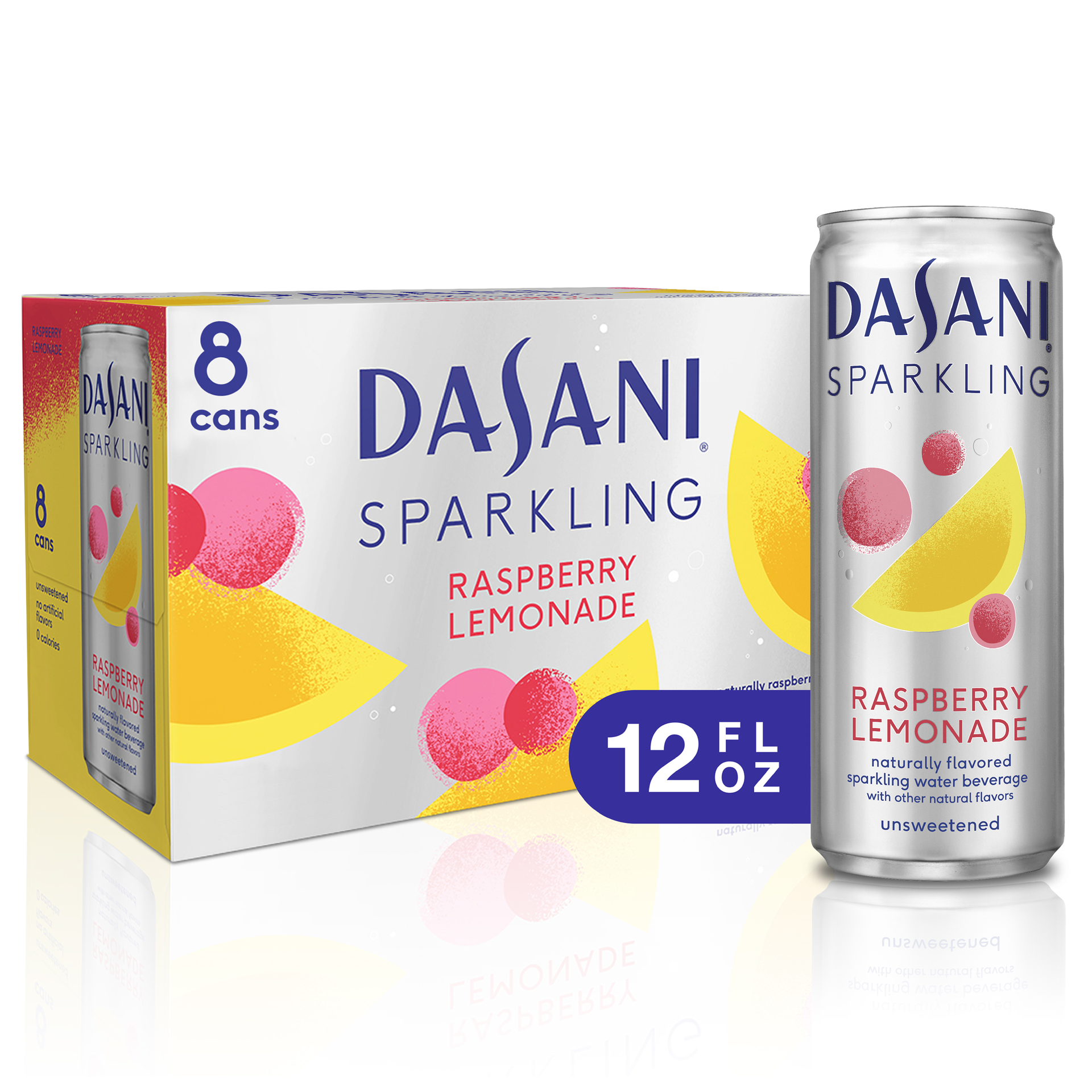 slide 1 of 6, DASANI Sparkling Water Raspberry Lemonade Zero Calories, 12 fl oz, 8 Pack, 8 ct; 12 fl oz