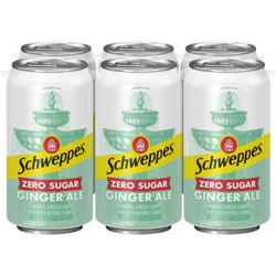 Schweppes Zero Sugar Ginger Ale Soda- 6 ct
