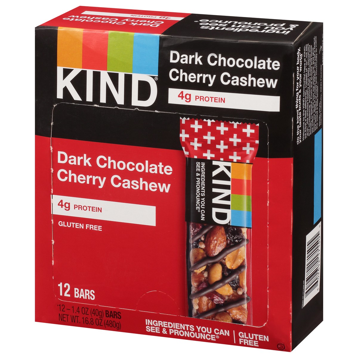 slide 3 of 9, KIND Dark Chocolate Cherry Cashew Bars Wrapper 1 - 1.4 oz Bars, 12 ct