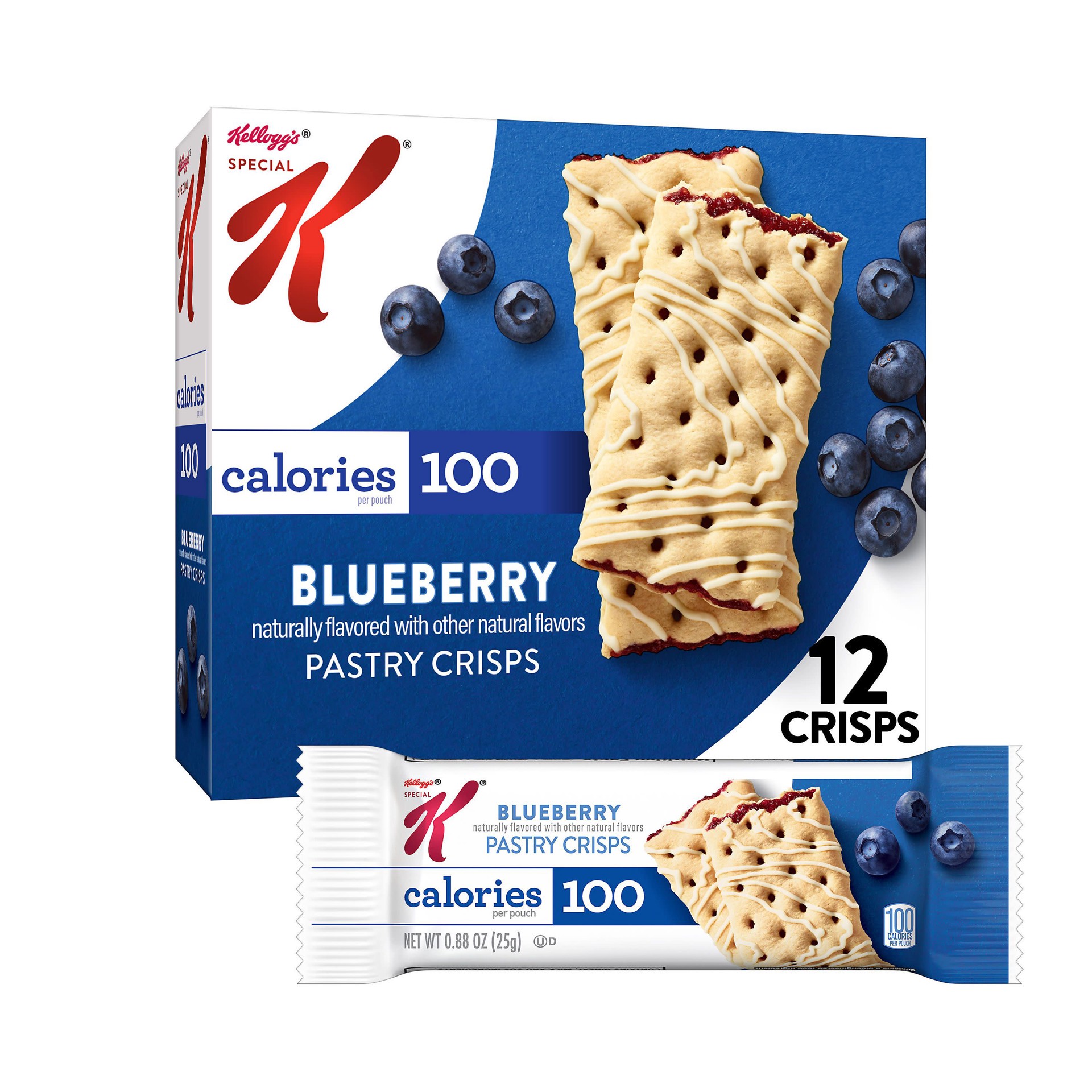 slide 1 of 5, Special K Bar Pastry Crisps, 100 Calorie Snacks, Breakfast Bars, Blueberry, 5.28oz Box, 12 Crisps, 5.28 oz