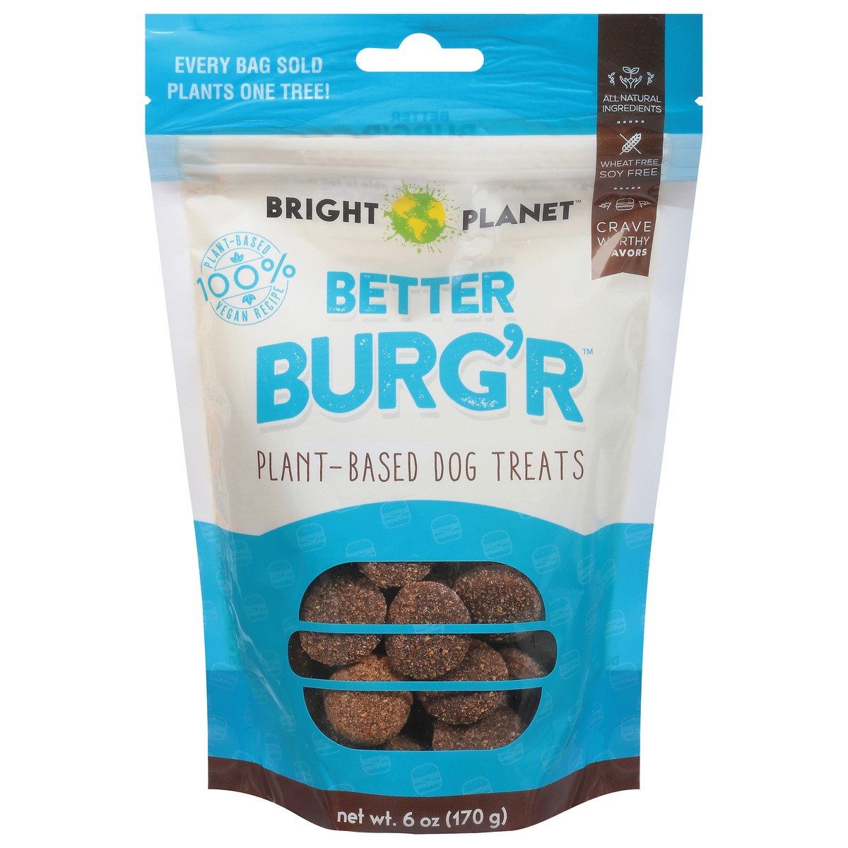 slide 5 of 14, Bright Planet Plant-Based Better Burg'r Dog Treats 6 oz, 6 oz