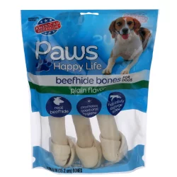 Paws Happy Life Plain Flavor Beefhide Bones For Dogs