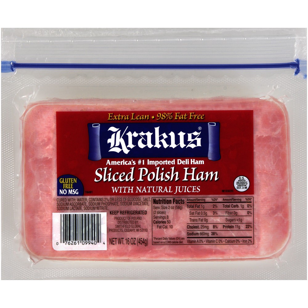 slide 1 of 1, Krakus Sliced Polish Ham, 16 oz