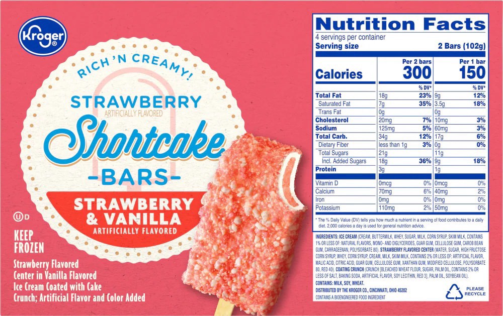 slide 2 of 2, Kroger Arctic Blasters Strawberry Shortcake Bars, 8 ct; 2.5 fl oz