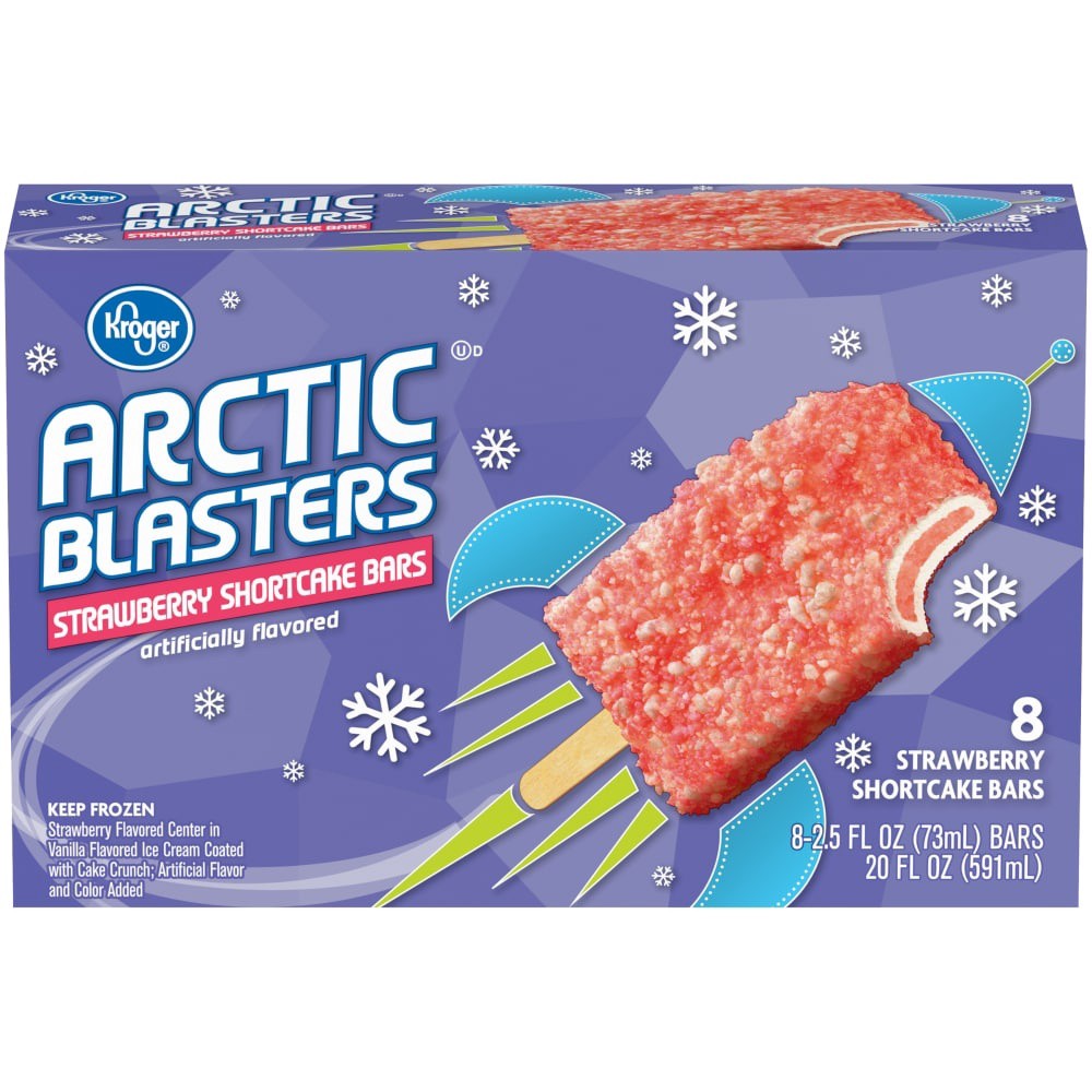 slide 1 of 2, Kroger Arctic Blasters Strawberry Shortcake Bars, 8 ct; 2.5 fl oz