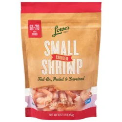 Lowes Foods 61/70 Cooked Tail-On Peeled & Deveined Small Shrimp