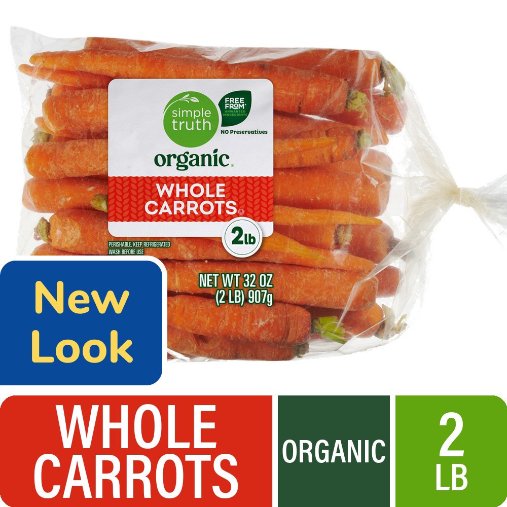slide 1 of 4, Simple Truth Organic® Whole Carrots Bag, 2 lb