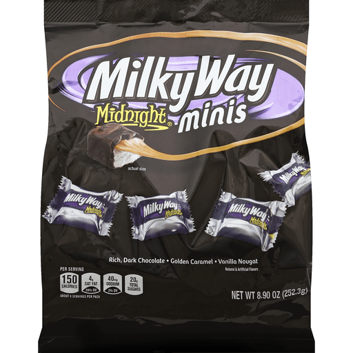 slide 2 of 2, MILKY WAY, Midnight Dark Chocolate Minis Size Candy Bars, 8.9 oz