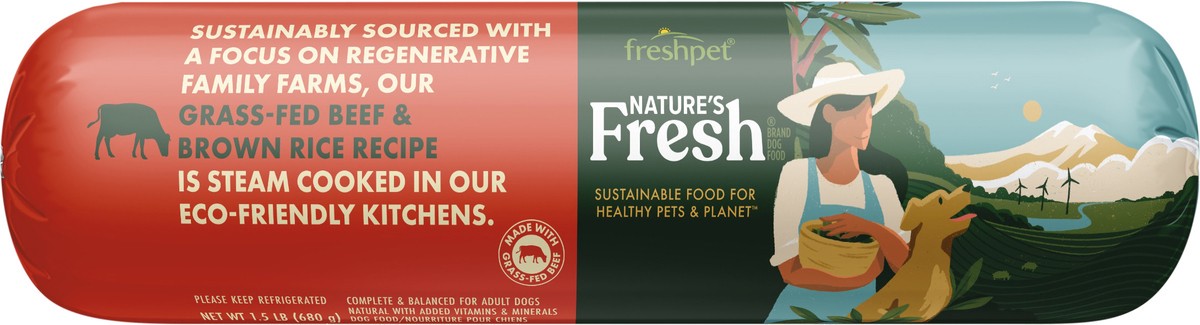 slide 2 of 3, Freshpet Nature's Fresh Grass-Fed Beef & Brown Rice Recipe Dog Food 1.5 lb, 1.5 lb