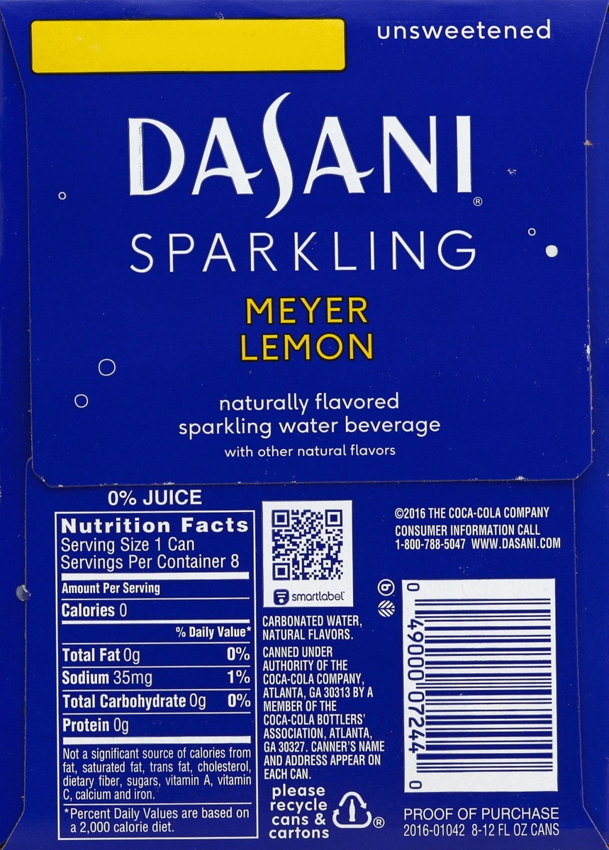 slide 3 of 6, Dasani Lemon Sparkling Water, 8 ct; 12 fl oz