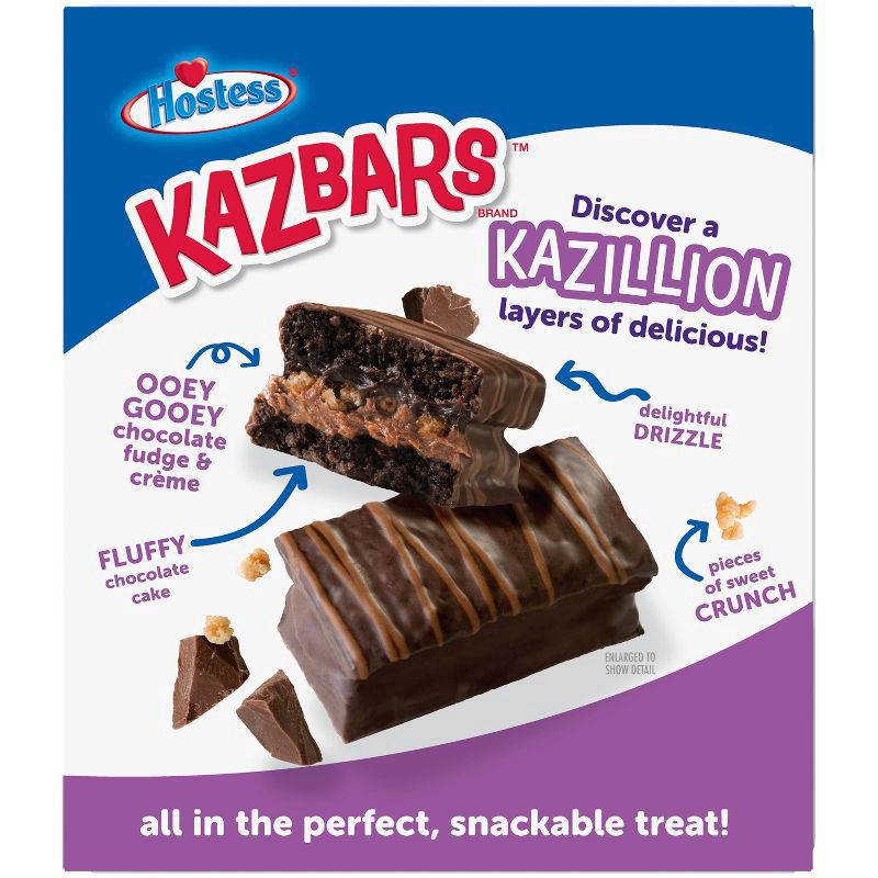 slide 3 of 10, HOSTESS Chocolate KAZBARS Creamy and Crunchy Layer Bar, Individually Wrapped, Grab and Go, 8 Count 10 oz, 10 oz