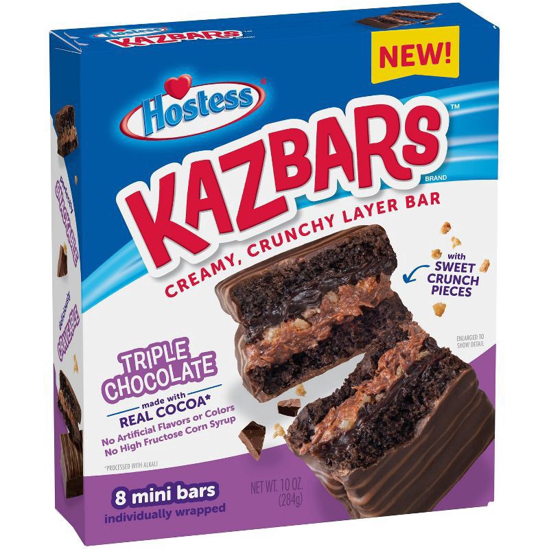 slide 4 of 10, HOSTESS Chocolate KAZBARS Creamy and Crunchy Layer Bar, Individually Wrapped, Grab and Go, 8 Count 10 oz, 10 oz