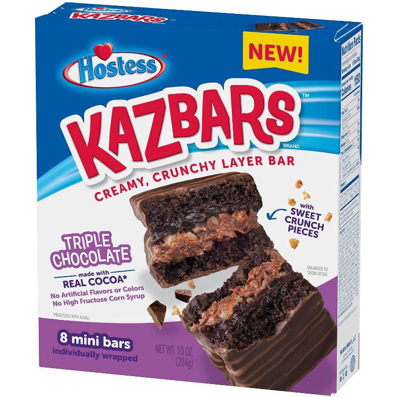 slide 6 of 10, HOSTESS Chocolate KAZBARS Creamy and Crunchy Layer Bar, Individually Wrapped, Grab and Go, 8 Count 10 oz, 10 oz