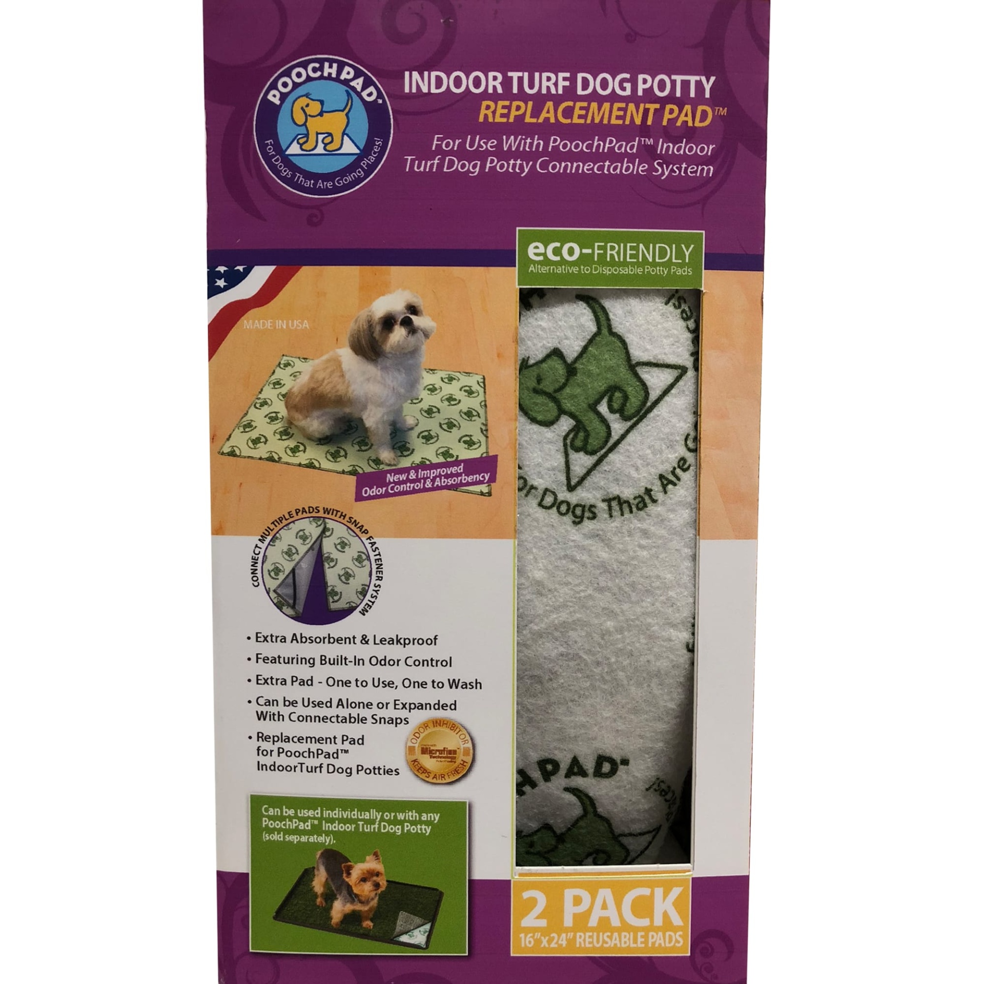 slide 1 of 1, PoochPad Indoor Turf Dog Potty Replacement, 2 ct